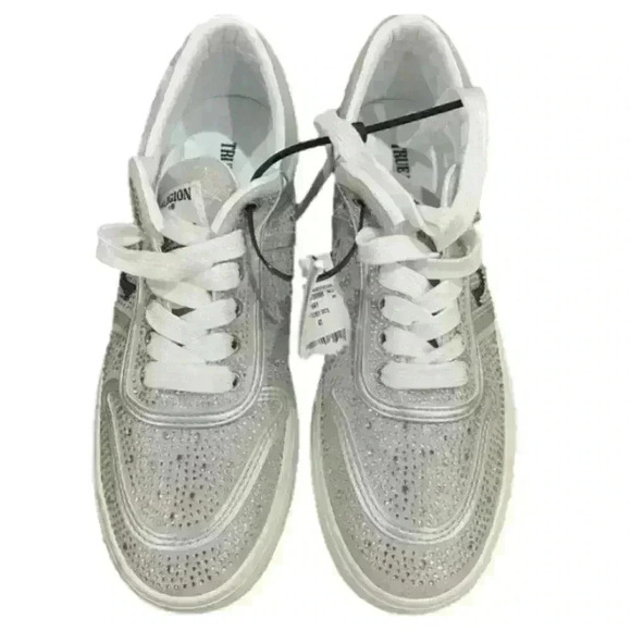 True Religion Esparanza silver bling studded lace up low top sneakers. Sz 8. NWT - Picture 2 of 5